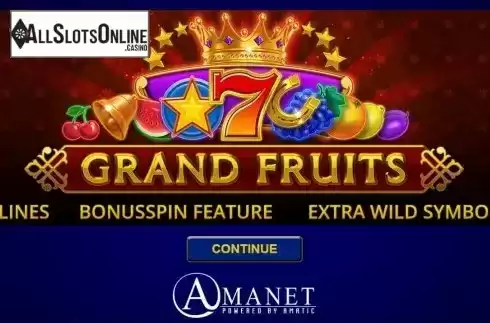 Start Screen. Grand Fruits from Amatic Industries