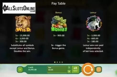 Paytable 1. Happy Jungle from Playson