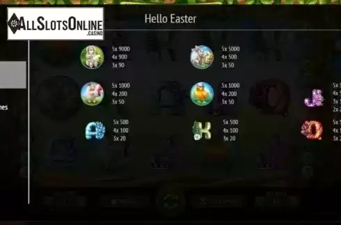 Paytable. Hello Easter from BGAMING