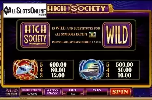 Screen4. High Society from Microgaming