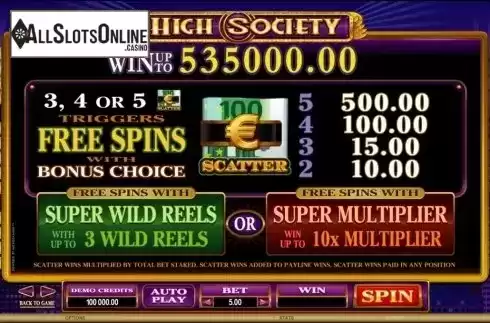 Screen2. High Society from Microgaming