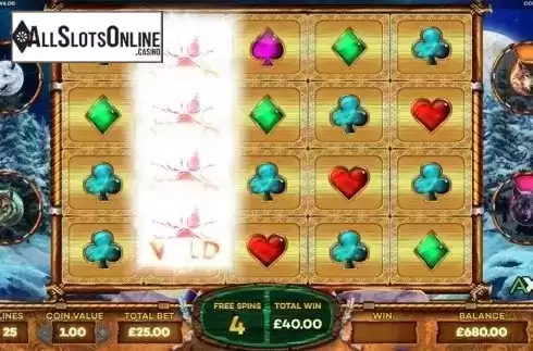 Free spins screen 3. Howlin' Wilds from Leander Games