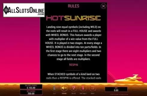 Game Rules 3. Hot Sunrise from BF games