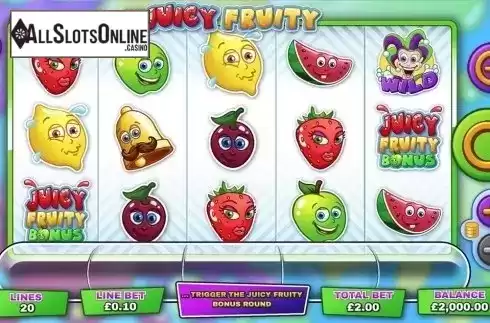 Game Workflow screen . Juicy Fruity from Mutuel Play