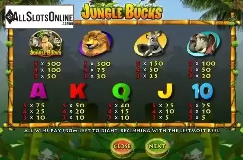 Screen2. Jungle Bucks from OpenBet