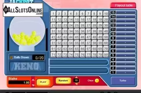 Game Screen 1. Jackpot Keno from 1X2gaming