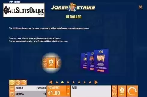 Paytable 2. Joker Strike from Quickspin