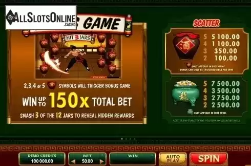 Screen2. Kung Fu Cash from Microgaming