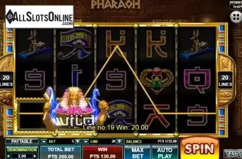 Wild Win screen. King Pharaoh from Spadegaming