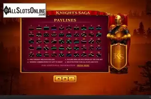 Paylines. Knight's Saga from Skywind Group