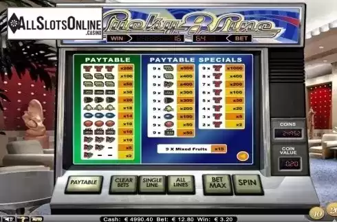 Paytable . Lucky 8 Line from NetEnt