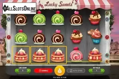 Win Screen . Lucky Sweets from BGAMING