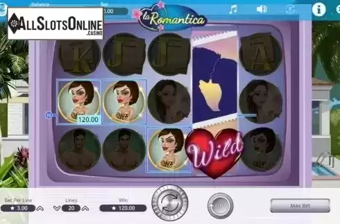 Wild win screen. La Romantica from Booming Games
