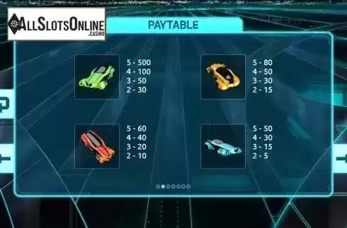 Paytable 2. Light Racers from The Games Company