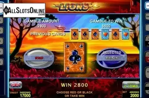 Gamble game screen 2. Lions Deluxe from Novomatic