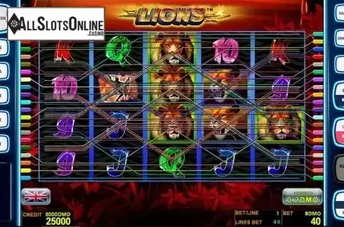 Reels screen. Lions Deluxe from Novomatic