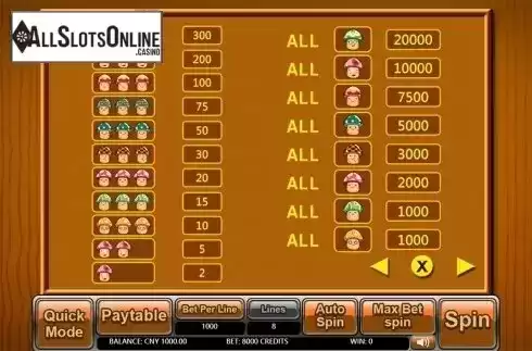 Paytable . Lovely Smile from Aiwin Games