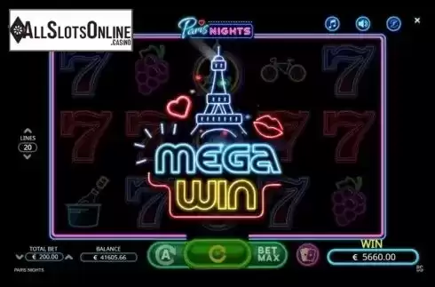 Mega win. Paris Nights from Booming Games