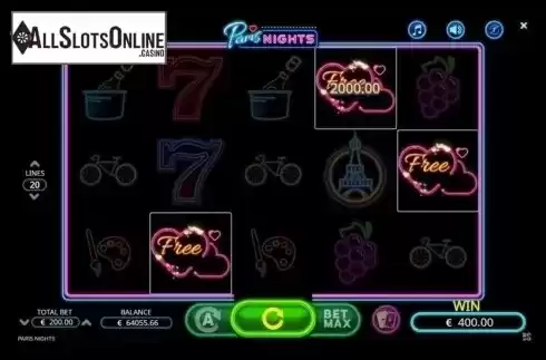 Win Free spin. Paris Nights from Booming Games