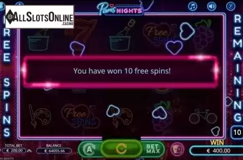 Won free spin. Paris Nights from Booming Games
