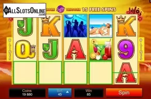 Game Screen. Party Island from Microgaming