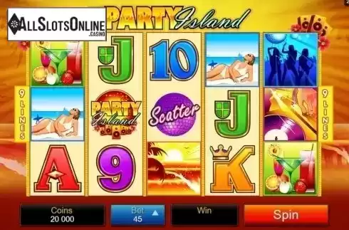 Game Screen. Party Island from Microgaming