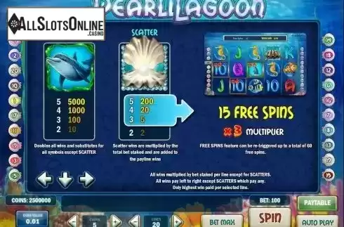 Paytable 1. Pearl Lagoon from Play'n Go