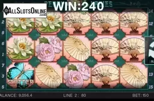 Win Screen. Peony Ladies from Spinomenal
