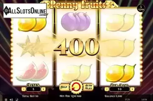 Win screen 2. Penny Fruits from Spinomenal