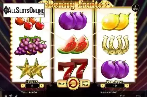Reels screen. Penny Fruits from Spinomenal