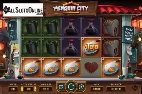Win screen. Penguin City from Yggdrasil