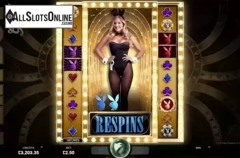 Respins screen. Playboy Gold from Triple Edge Studios