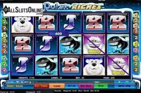 Win screen. Polar Riches from Amaya