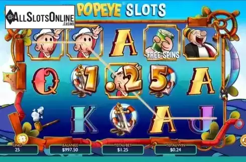 Win screen. Popeye Slots from Spieldev