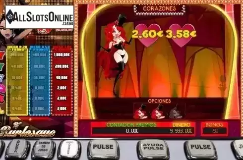 Bonus Game screen. RF Burlesque from R. Franco