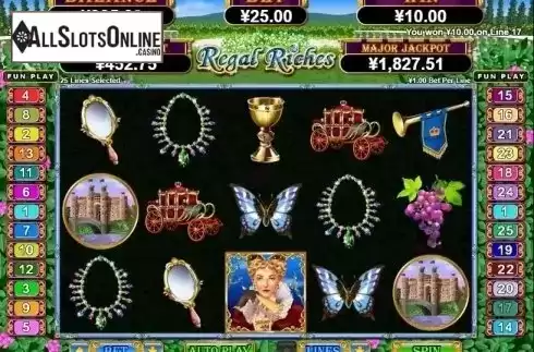 Win Screen. Regal Riches from RTG