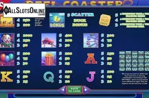 Paytable 1. Reel Coaster from Capecod Gaming