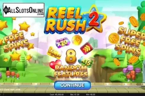 Intro screen. Reel Rush 2 from NetEnt