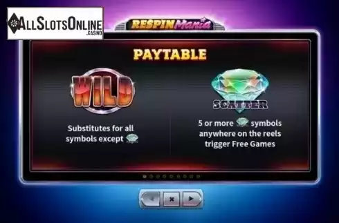 Paytable 1. Respin Mania from Skywind Group