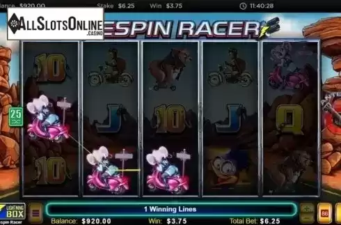 Win Screen 3. Respin Racer from Lightning Box