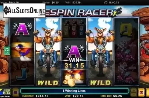 Win Screen 4. Respin Racer from Lightning Box
