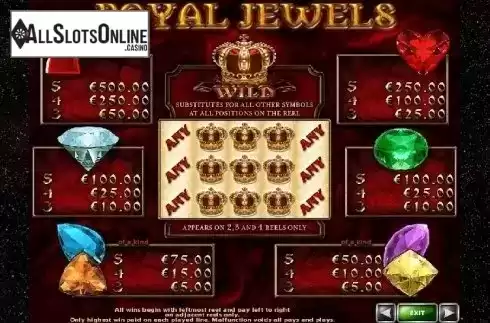 Paytable. Royal Jewels (Casino Technology) from Casino Technology