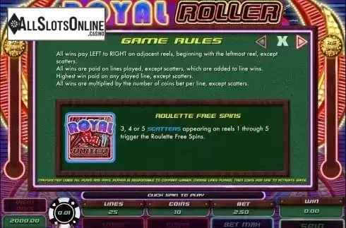 Screen2. Royal Roller from Microgaming