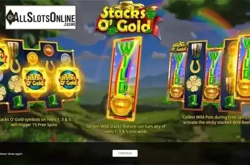 Intro screen. Stacks O'Gold from iSoftBet
