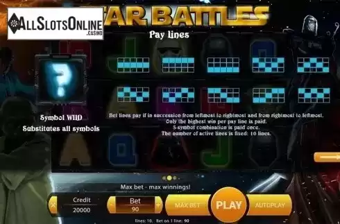 Paytable 2. Star Battles from X Play