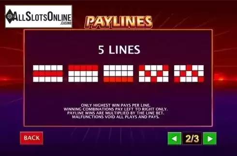 Paytable 2. Stars Ablaze from Playtech