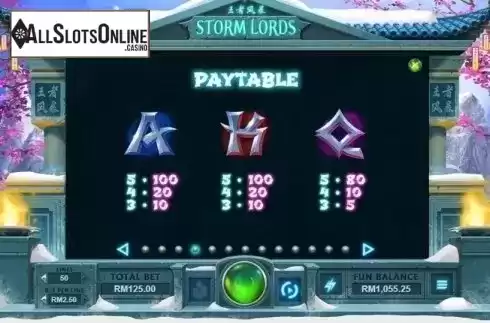 Paytable 2. Storm Lords from RTG