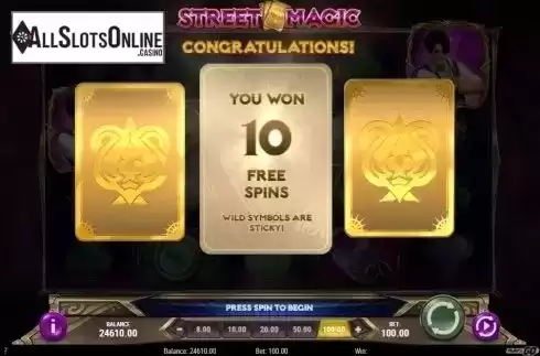 Free Spins Start Screen. Street Magic from Play'n Go