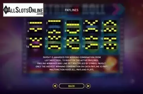 Paylines. Strip 'n Roll from GamePlay