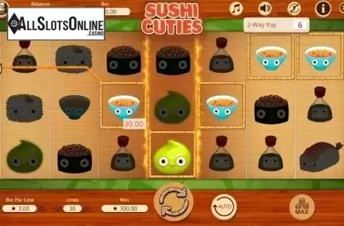 Win screen. Sushi Cuties from Booming Games
